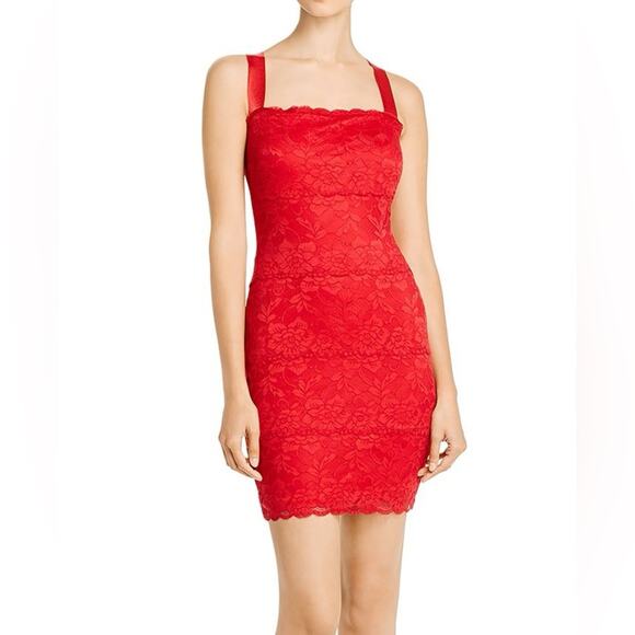 GUESS Renny Lace Body-Con Dress Red Women’s Sz XL - Picture 1 of 7